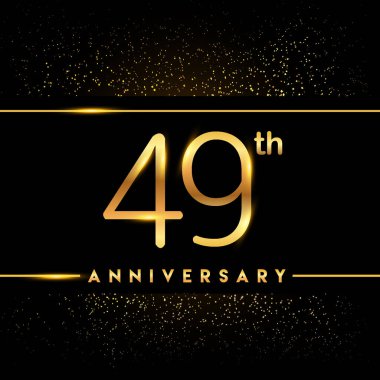 49 yıl yıldönümü kutlama logo. Altın logosuna siyah arka plan, vektör tasarımı tebrik veya davetiye kartı.