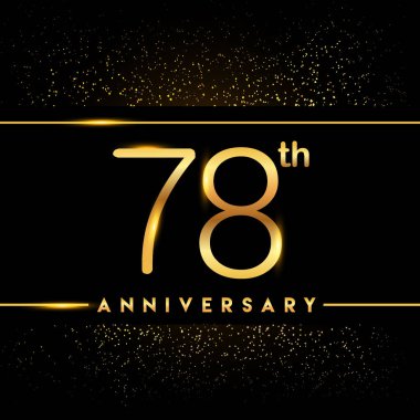 78 yıl yıldönümü kutlama logo. Altın logosuna siyah arka plan, vektör tasarımı tebrik veya davetiye kartı.