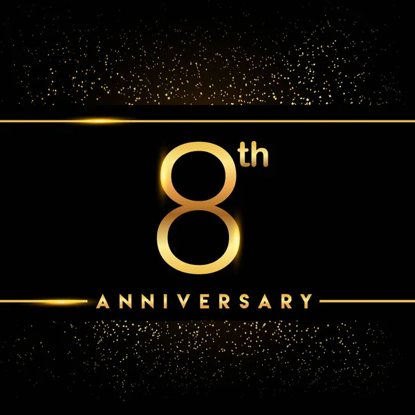 Jaar Verjaardag Viering Logo Gouden Logo Zwarte Achtergrond Vector Design — Stockvector