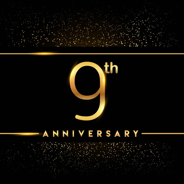 Jahre Jubiläums Logo Goldenes Logo Auf Schwarzem Hintergrund Vektordesign Für — Stockvektor