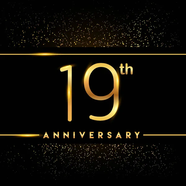 Logo Celebración Del Aniversario Años Logo Dorado Sobre Fondo Negro — Vector de stock