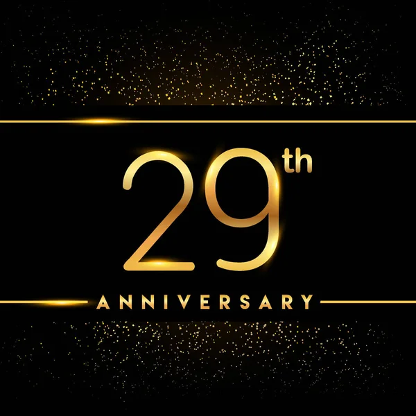 29年周年纪念庆祝标识 黑色背景的金色标志 问候或邀请卡的矢量设计 — 图库矢量图片