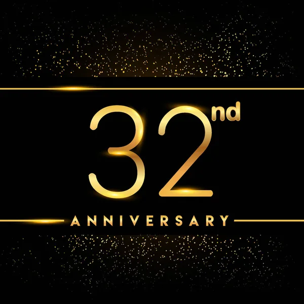 Anni Anniversario Celebrazione Logotipo Logo Dorato Sfondo Nero Disegno Vettoriale — Vettoriale Stock