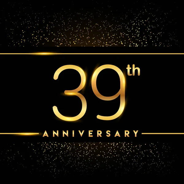 年記念日の祭典のロゴタイプ 挨拶や招待カードのベクター デザイン黒地に金色のロゴ — ストックベクタ