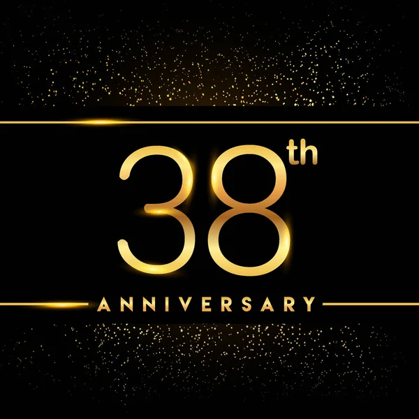 Anni Anniversario Celebrazione Logotipo Logo Dorato Sfondo Nero Disegno Vettoriale — Vettoriale Stock