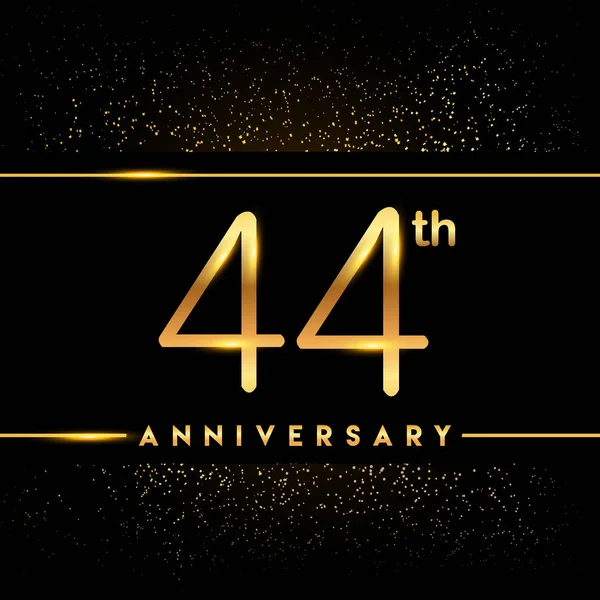 年周年記念お祝いのロゴタイプ 挨拶や招待カードのベクター デザイン黒地に金色のロゴ — ストックベクタ