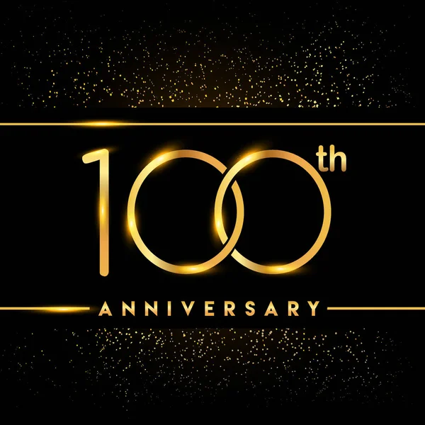 100年周年纪念庆祝标识 黑色背景的金色标志 问候或邀请卡的矢量设计 — 图库矢量图片