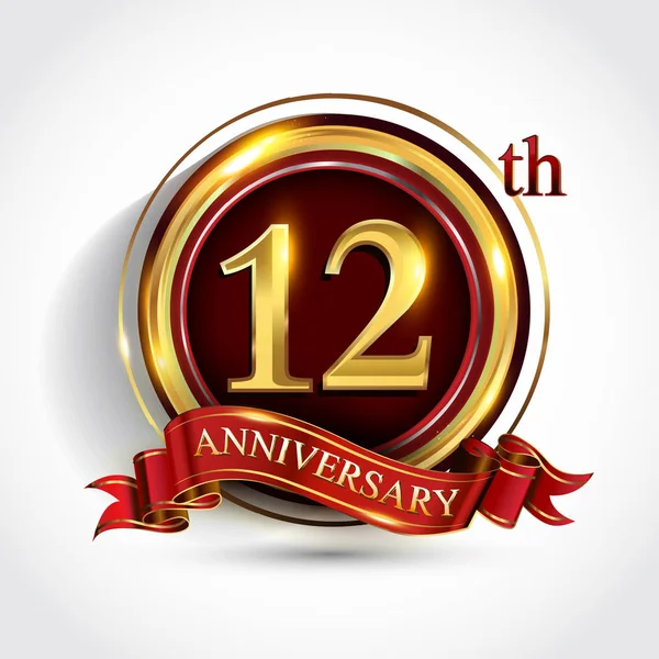 Inci Yıl Yıldönümü Kutlama Logo Konfeti Altın Yüzük Vektör Tasarımı — Stok Vektör