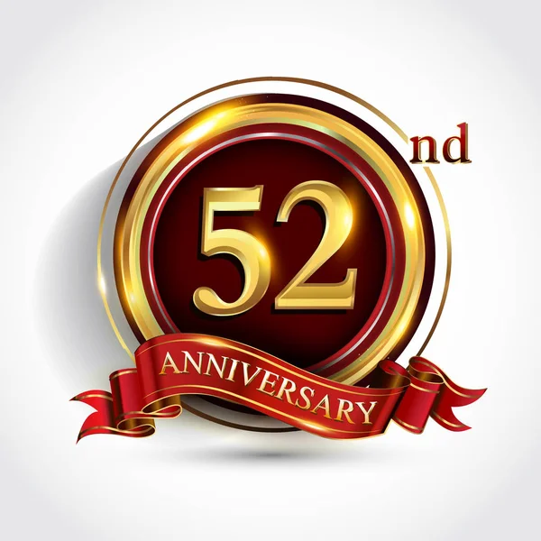 Jaar Verjaardag Viering Logo Logo Met Confetti Gouden Ring Van — Stockvector
