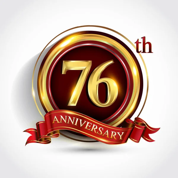 Anos Logotipo Celebração Aniversário Logotipo Com Confete Anel Dourado Fita —  Vetores de Stock