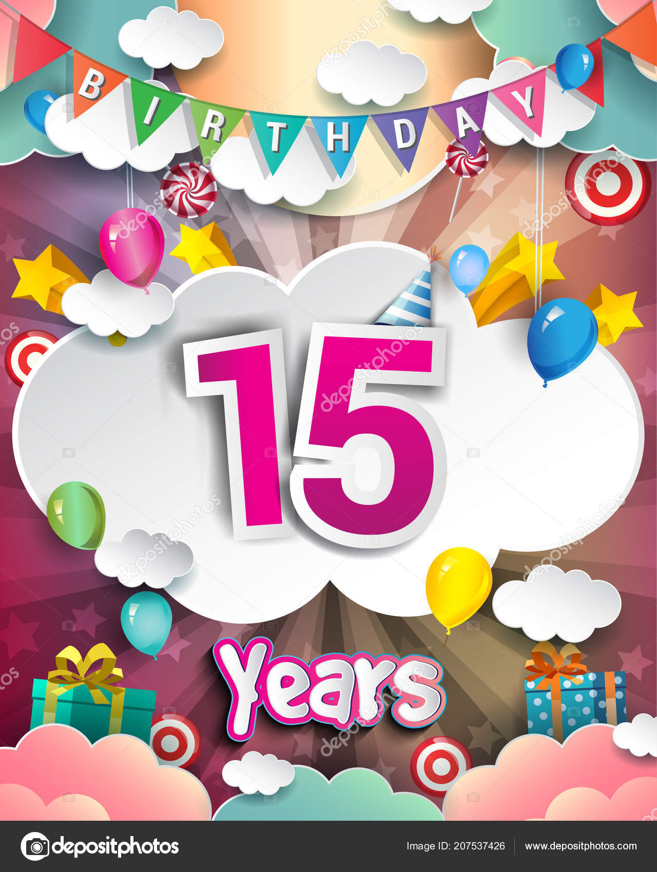 Years Birthday Design Greeting Cards Poster Gift Boxes Balloons Design Stock Vector C Vectorideas