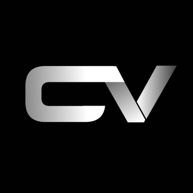 İlk harf cv büyük modern ve basit logosu beyaz renkli, izole siyah arka plan bağlı. Vektör tasarım şablonu öğeleri şirket kimliği için.