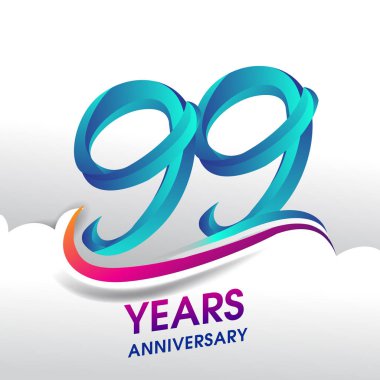 99 yıldönümü kutlama logo. doksan dokuz yıl Doğum günü logosu beyaz arka plan üzerinde.