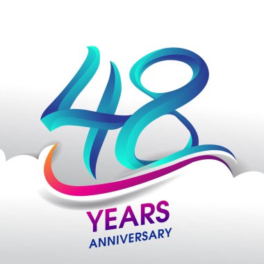 48 yıllık yıldönümü kutlama logosu, Doğum günü vektör tasarımı