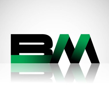 Başlangıç harfi bm büyük modern ve basit logo yeşil ve siyah renkli, izole beyaz zemin bağlı. Şirket kimliği için vektör tasarımı.