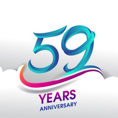 59 yaş yıldönümü kutlama logosu, Doğum günü vektör tasarımı