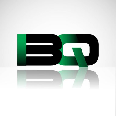 Başlangıç harfi bq büyük modern ve yeşil ve siyah renkli, izole beyaz arka plan basit logo bağlı. Şirket kimliği için vektör tasarımı.