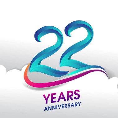 22 yıl yıldönümü kutlama logosu, Doğum günü vektör tasarımı