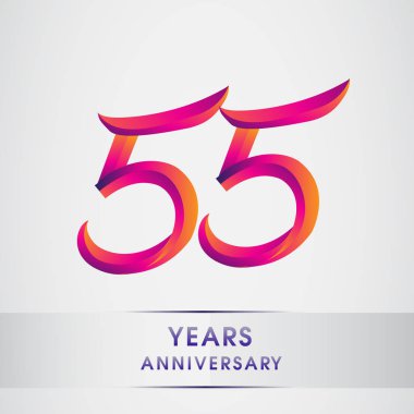 55 yıl yıldönümü kutlama logo renkli tasarım, Doğum günü logosu beyaz arka plan üzerinde