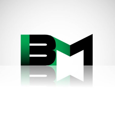 Başlangıç harfi bm büyük modern ve basit logo yeşil ve siyah renkli, izole beyaz zemin bağlı. Şirket kimliği için vektör tasarımı.