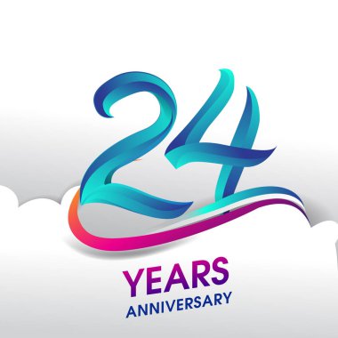 24 yıl yıldönümü kutlama logosu, Doğum günü vektör tasarımı