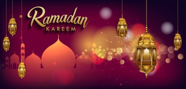 Ramazan kutlamaları arka plan, zarif tebrik kartı tasarım şablonu, metin tebrik kartı için yer ve Ramazan kareem için pankart.
