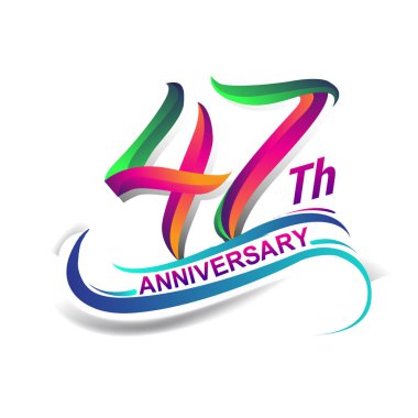 47 yıldönümü kutlama Logo yeşil ve kırmızı renkli. doksan yedi yıl Doğum günü logosu beyaz arka plan üzerinde.