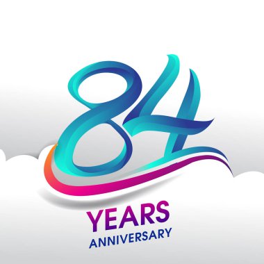 84 yıl yıldönümü kutlama logosu, Doğum günü vektör tasarımı
