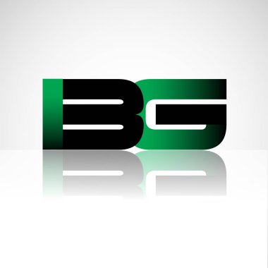 Başlangıç harfi bg büyük modern ve basit logo yeşil ve siyah renkli, izole beyaz zemin bağlı. Şirket kimliği için vektör tasarımı.