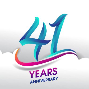 41 yıl yıldönümü kutlama logosu, Doğum günü vektör tasarımı