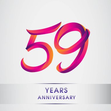 59 yıl yıldönümü kutlama logo renkli tasarım, Doğum günü logosu beyaz arka plan üzerinde