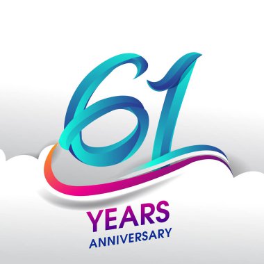 61 yıl yıldönümü kutlama logosu, Doğum günü vektör tasarımı