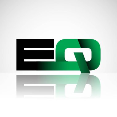 Başlangıç harfi eq büyük modern ve yeşil ve siyah renkli, izole beyaz arka plan basit logo bağlı. Şirket kimliği için vektör tasarımı.