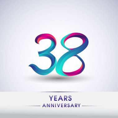 38 yıl yıldönümü kutlama logo mavi ve kırmızı 54 Doğum günü logosu beyaz arka plan üzerinde renkli,