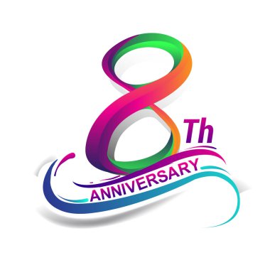8 yıldönümü kutlama Logo yeşil ve kırmızı renkli. doksan yedi yıl Doğum günü logosu beyaz arka plan üzerinde.