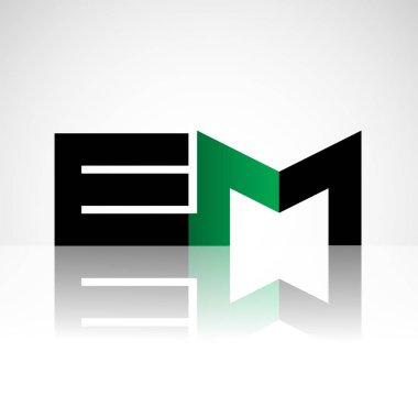 İlk harf em büyük modern ve yeşil ve siyah renkli, izole beyaz arka plan basit logo bağlı. Şirket kimliği için vektör tasarımı.