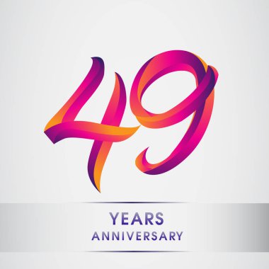 49 yıl yıldönümü kutlama logo renkli tasarım, Doğum günü logosu beyaz arka plan üzerinde