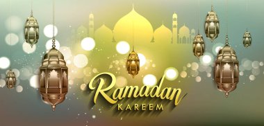Ramazan kutlamaları arka plan, zarif tebrik kartı tasarım şablonu, metin tebrik kartı için yer ve Ramazan kareem için pankart.