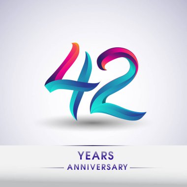 42 yıl yıldönümü kutlama logo mavi ve kırmızı 54 Doğum günü logosu beyaz arka plan üzerinde renkli,