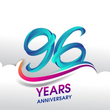 96 yıl yıldönümü kutlama logosu, Doğum günü vektör tasarımı