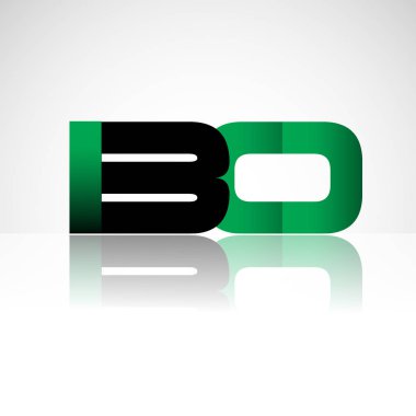 İlk harfleri bo büyük modern ve basit logo bağlı yeşil ve siyah renkli, izole beyaz zemin. Şirket kimliği için vektör tasarımı.