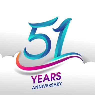 51 yıl yıldönümü kutlama logosu, Doğum günü vektör tasarımı