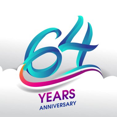 64 yıl yıldönümü kutlama logosu, Doğum günü vektör tasarımı