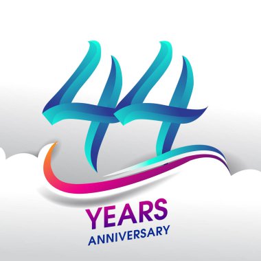 44 yıl yıldönümü kutlama logosu, Doğum günü vektör tasarımı