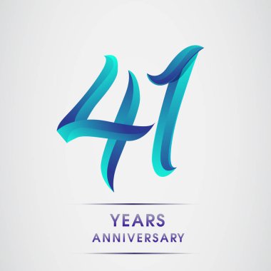 41 yıl yıldönümü kutlama logo mavi renkli izole üzerinde beyaz arka plan. 98 Doğum günü logosu için davetiye, afiş ve tebrik kartı