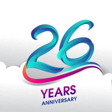  26 yıl yıldönümü kutlama logosu, Doğum günü vektör tasarımı