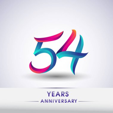 54 yıl yıldönümü kutlama logo mavi ve kırmızı 54 Doğum günü logosu beyaz arka plan üzerinde renkli,