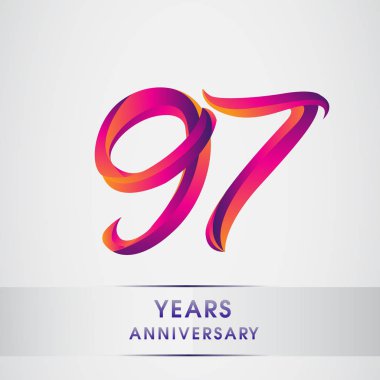 97 yıl yıldönümü kutlama logo renkli tasarım, Doğum günü logosu beyaz arka plan üzerinde