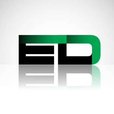 İlk harfleri ed büyük modern ve basit logo bağlı yeşil ve siyah renkli, izole beyaz zemin. Şirket kimliği için vektör tasarımı.