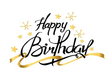 Mutlu Doğum günü tipografik vektör tasarımı tebrik kartı, Doğum günü kartı, davetiye, el yazısıyla yazılmış modern fırça izole üzerinde beyaz arka plan yazı için